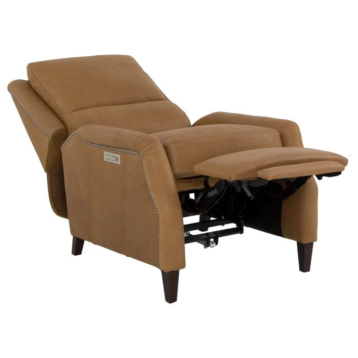 Leather Power Recliner w/Nailhead Trim