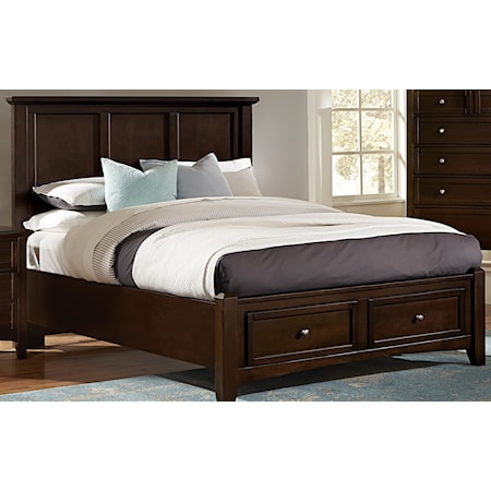 Transitional Queen Mansion Bed with Storage Footboard