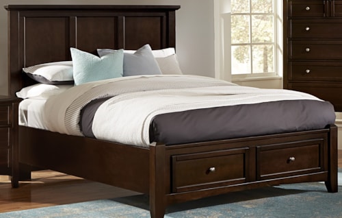 Transitional Queen Mansion Bed with Storage Footboard