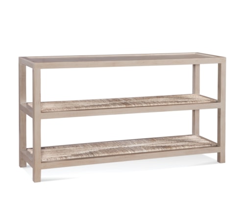 Console Table with Rattan Shelves