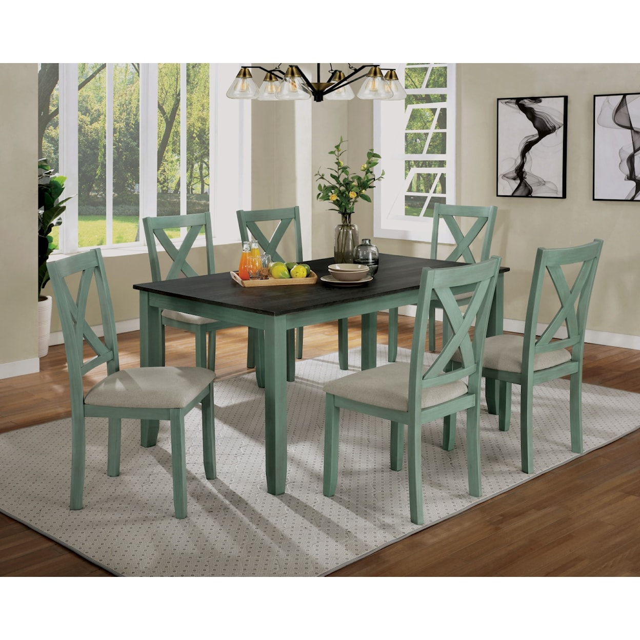 Furniture of America Anya 7-Piece Dining Table Set