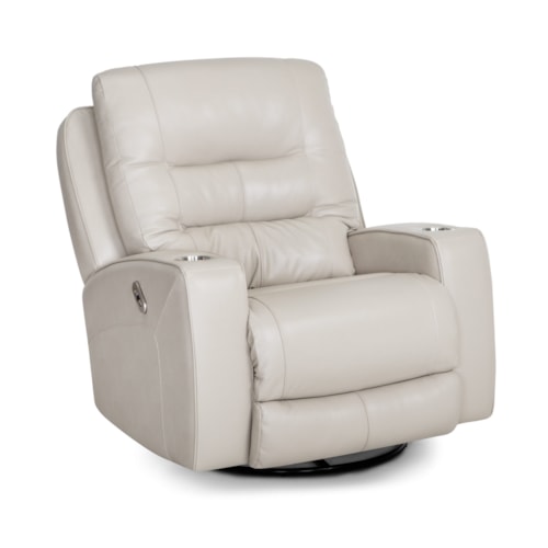 Casual Power Swivel Rocker Recliner with Cupholders and USB Port