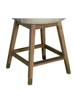 Armen Living Amelia Transitional Swivel Bar Stool in Wood Finish with Moonstone Faux Leather Seat