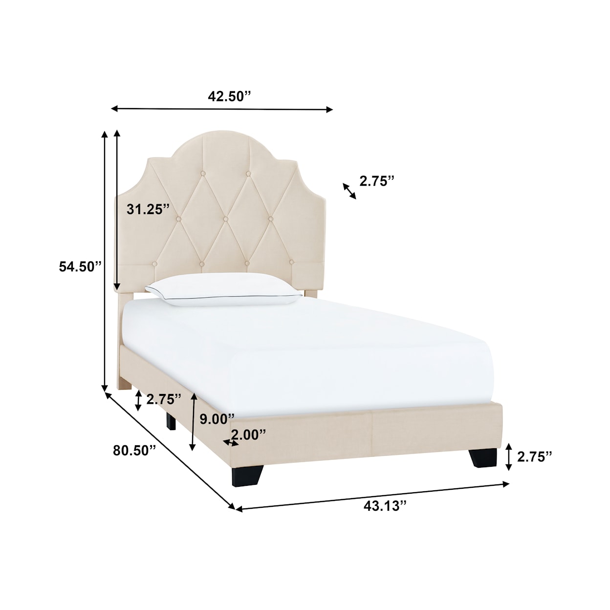 Accentrics Home Fashion Beds Twin Upholstered Bed