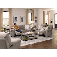 Transitional 3-Piece Living Room Set with Power Reclining