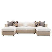 Contemporary 3-Piece Chaise Sofa in Fabric and Leather