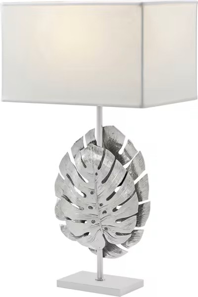 Transitional Table Lamp with Linen Rectangular Shade