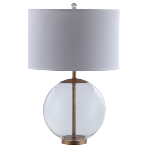 Kenny 27-Inch Drum Shade Clear Glass Table Lamp Brass