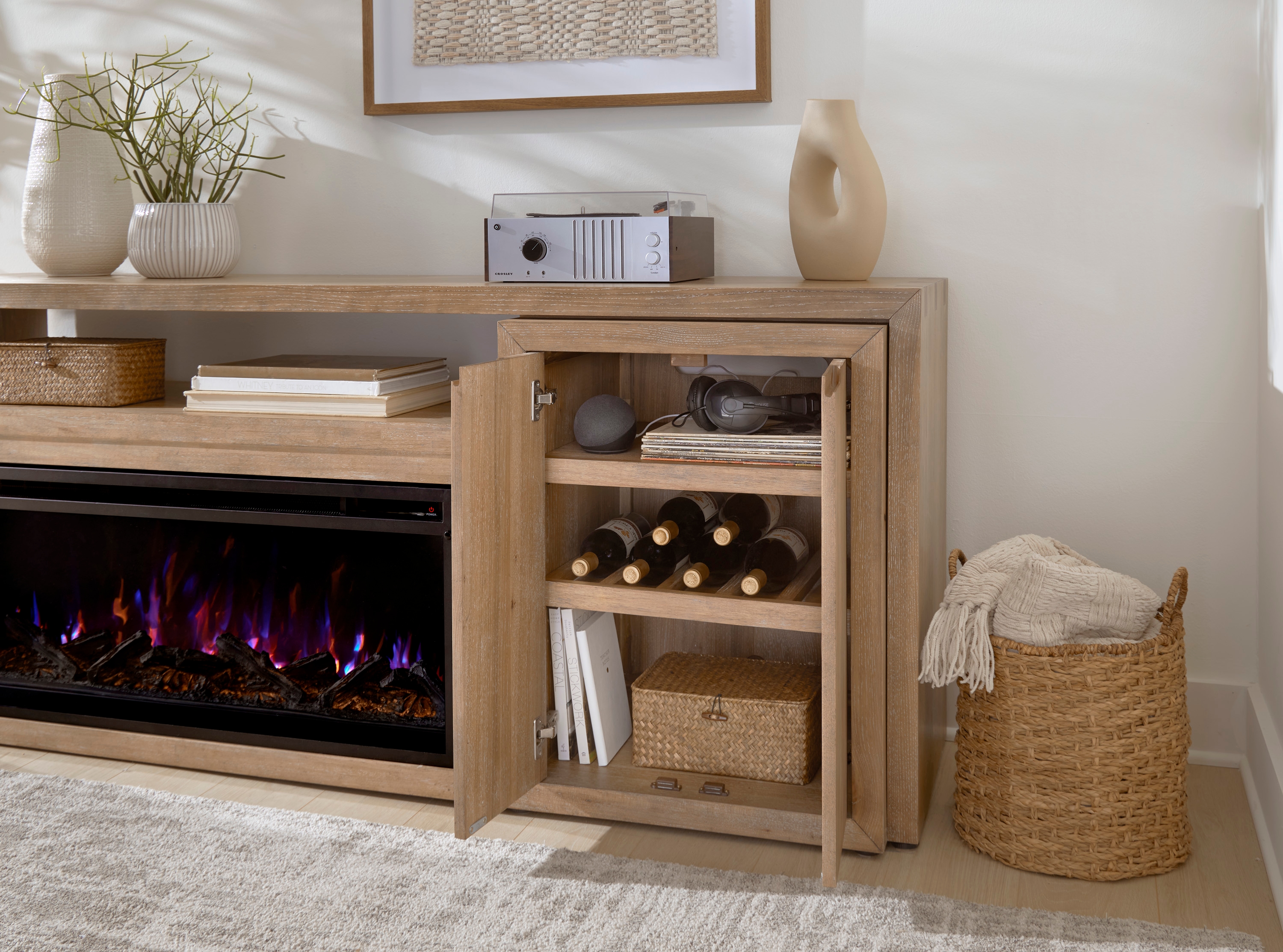 Aspenhome Lyndon 75" Nesting Console with Fireplace Insert