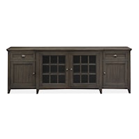 Traditional Rustic 90" 4-Door TV Stand with Charging Station