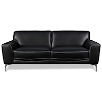 Contemporary Leather Sofa with Metal Legs