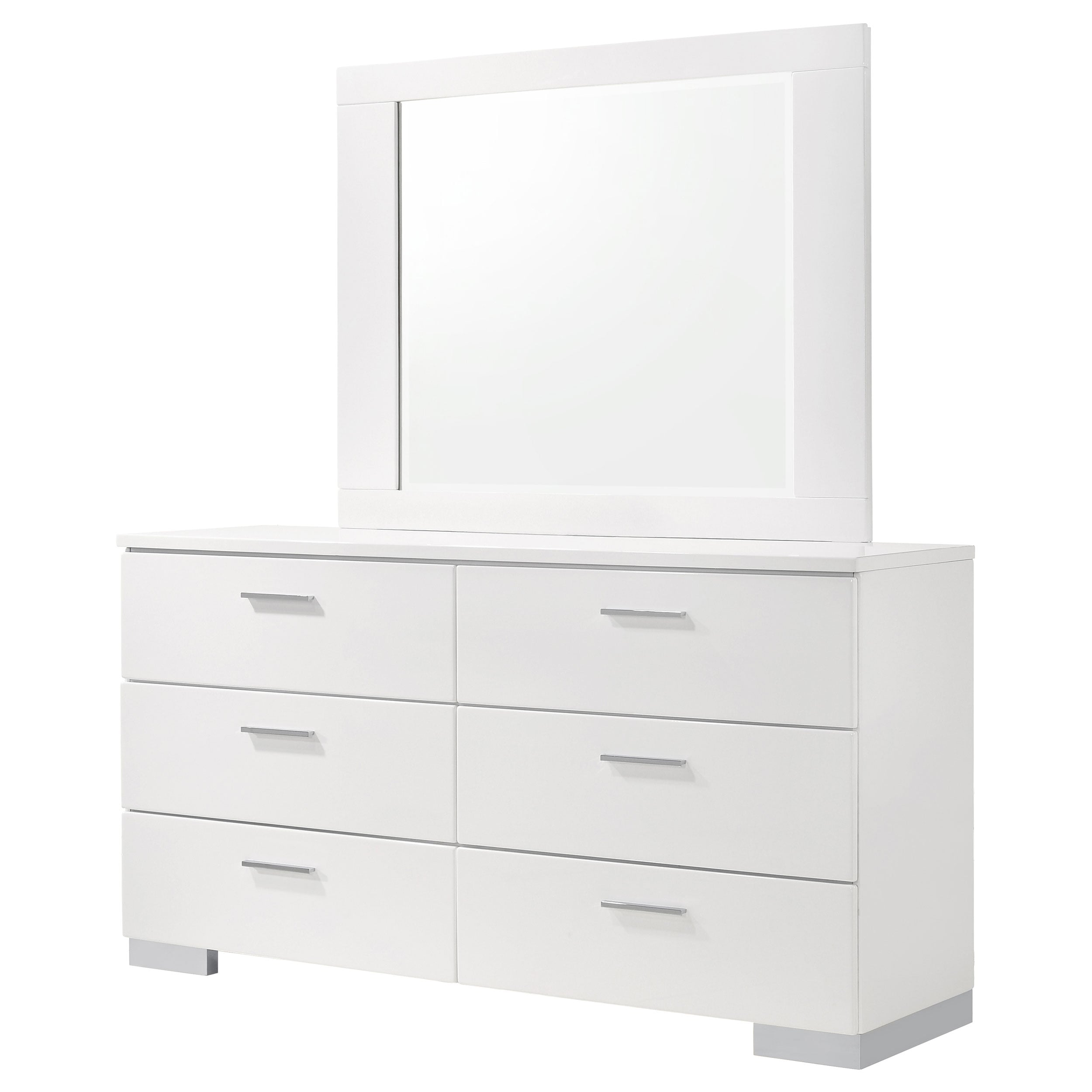 6-Drawer Wood Dresser w/ Mirror