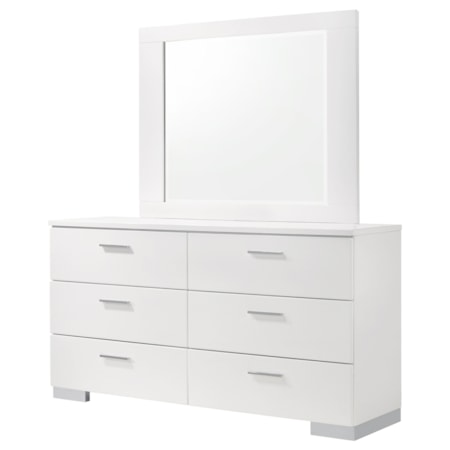 6-Drawer Wood Dresser w/ Mirror