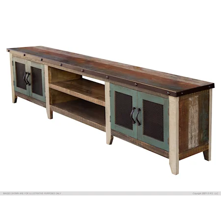 Rustic 93-Inch TV Stand with Storage
