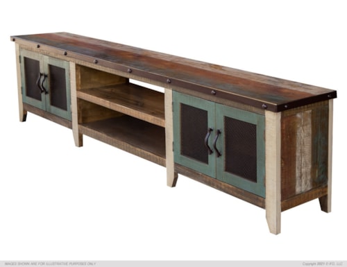Rustic 93-Inch TV Stand with Storage