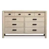 Contemporary 9-Drawer Dresser with Bronze Hardware