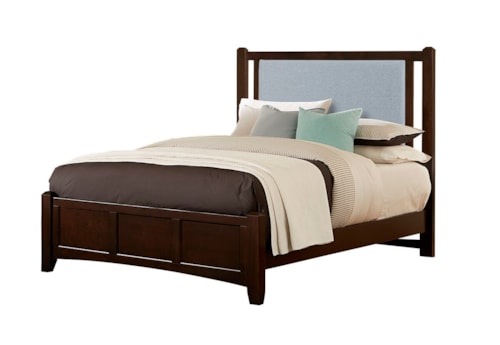 Transitional Upholstered Full Bed with Panel Footboard