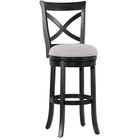 X-Back Black Wooden Counter Stool