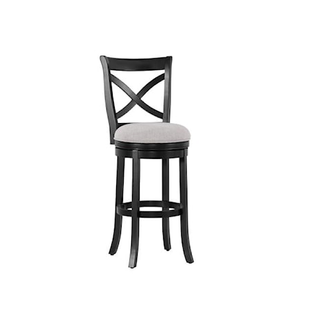 X-Back Black Wooden Counter Stool