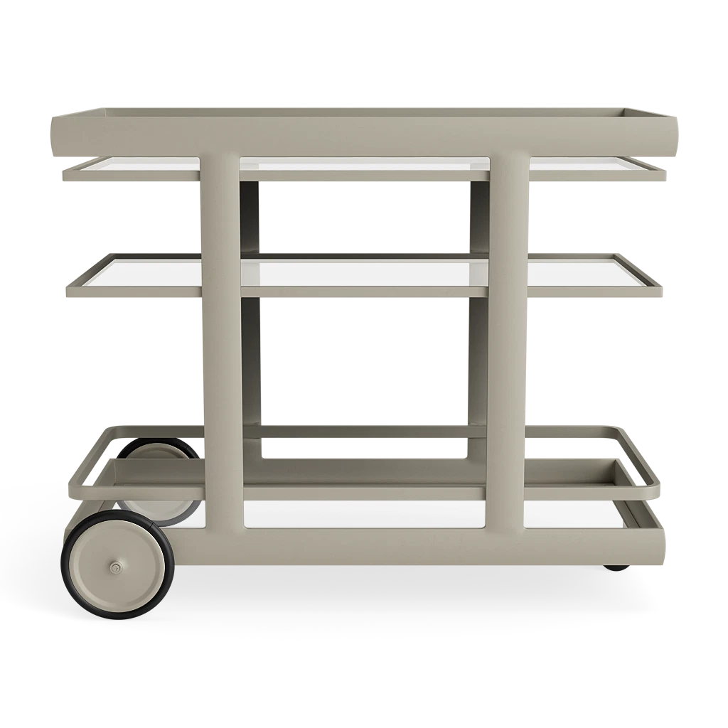 Brown Jordan Parkway Three-Layer Serving Cart w/Glass Top