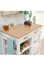 homestyles Storage Plus Traditional Kitchen Cart with Birch Wood Finished Laminate Top
