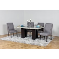 Transitional Dining Set with Marble Faux Table-Top