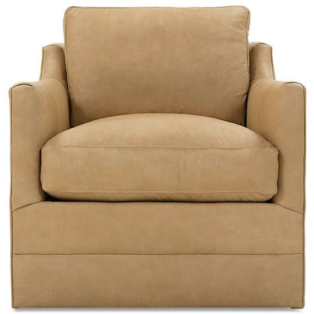 Casual Leather Swivel Chair with Loose Pillow Back