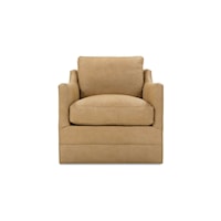 Casual Leather Swivel Chair with Loose Pillow Back