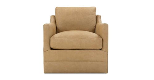 Casual Leather Swivel Chair with Loose Pillow Back