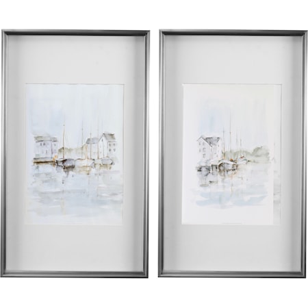 New England Port Framed Prints S/2