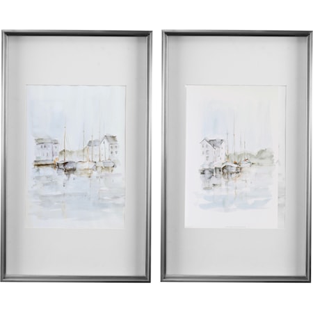 New England Port Framed Prints, S/2