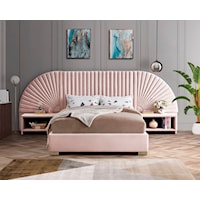 Contemporary 3-Piece Pink Velvet Queen Bedroom Set