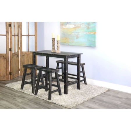 RUSTIC BLACK 24&quot; SADDLE STOOL |