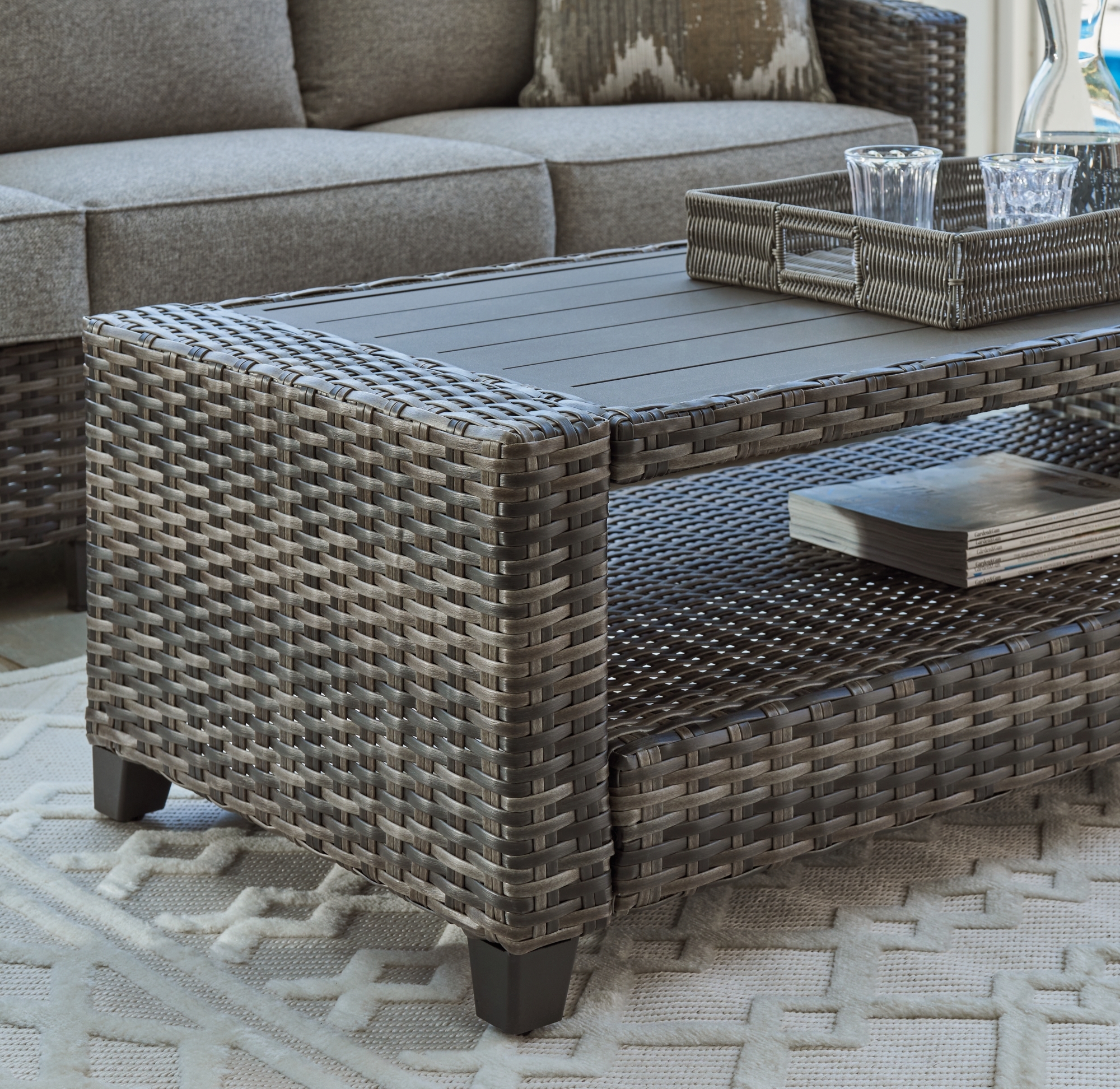 Signature Design by Ashley Oasis Court Outdoor Sofa/Chairs/Table Set (Set of 4)