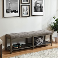 Rustic Upholstered Bench with Button Tufting