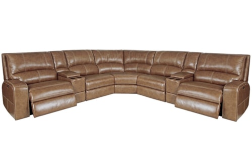 Casual 7-Piece Power Reclining Sectional Sofa with Power Headrests