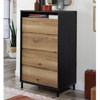 Rustic 4-Drawer Dresser with Open Shelf