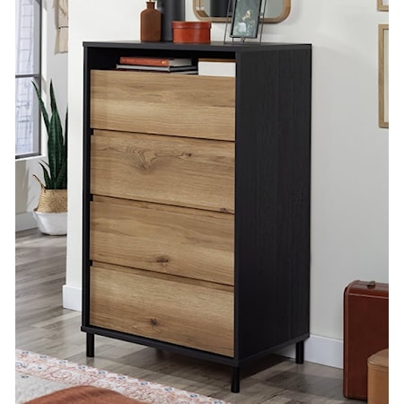 Rustic 4-Drawer Dresser with Open Shelf