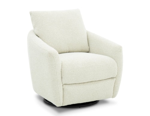 Contemporary Barrel Swivel Chair with Power Footrest