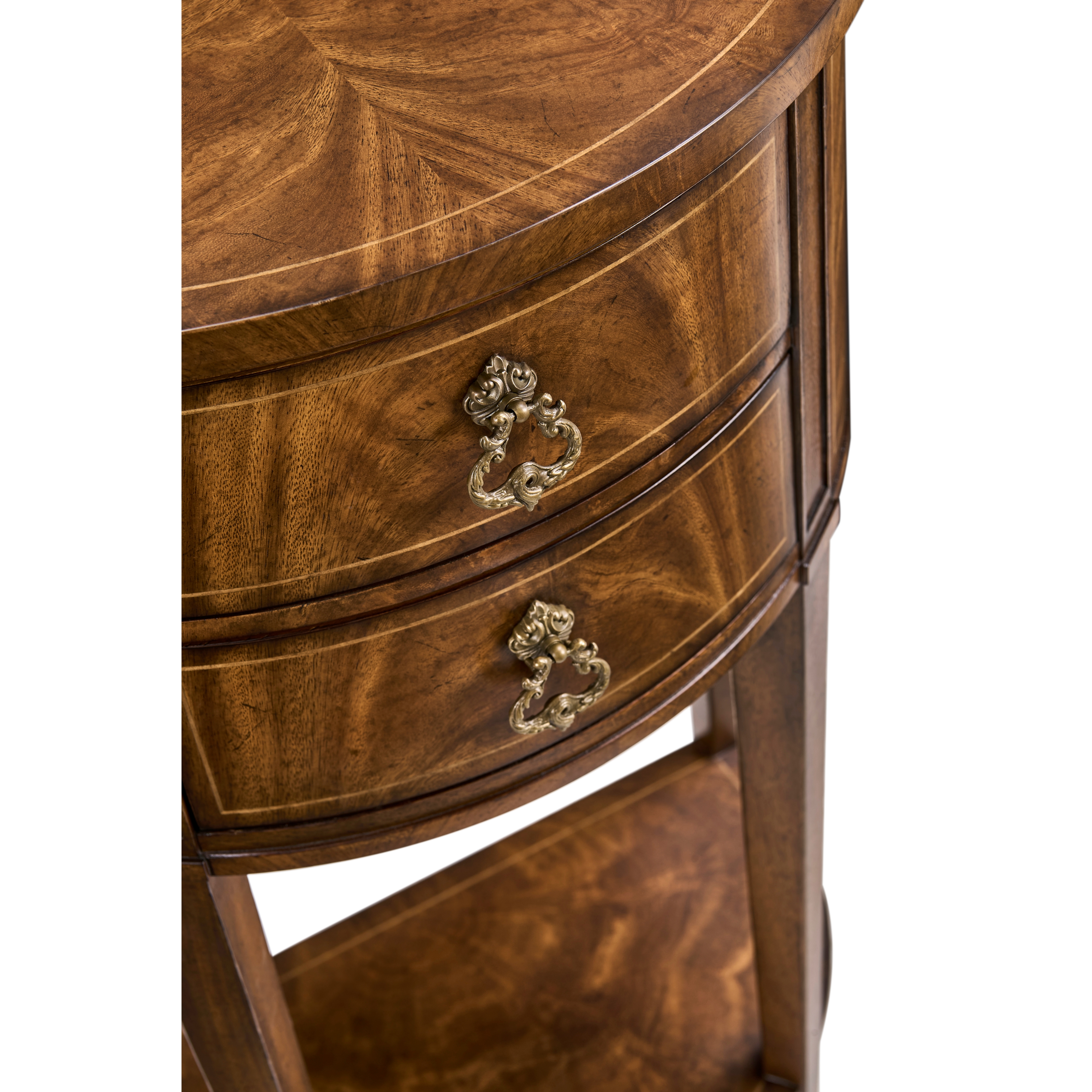 Jonathan Charles JC Traditional Crotch Walnut Demilune Narrow Tables