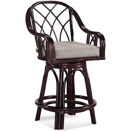 Coastal Counter-Height Swivel Stool with Upholstered Seat