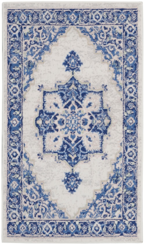 3' x 5' Ivory Blue Rectangle Rug