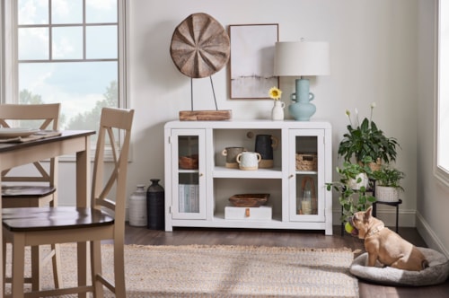 Contemporary 6-Shelf 51" Console with 2-Doors with Wire Management