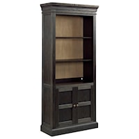 Transitional 2-Door Bookcase with Display Light