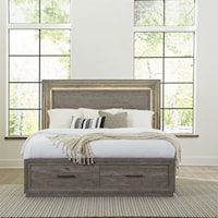 Contemporary Queen Storage Bed with LED Headboard