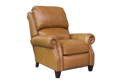 Transitional Push Back Recliner with Nail Head Trim