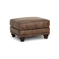 Traditional Chair Ottoman with Nail-Head Trim