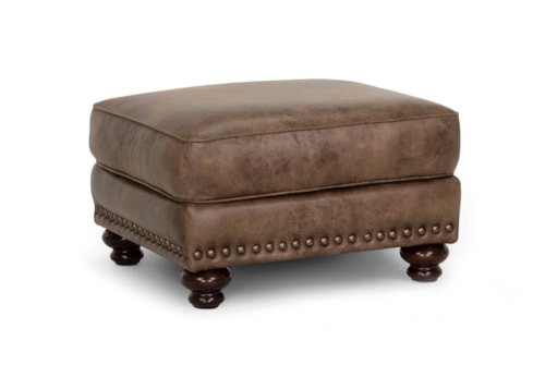 Traditional Chair Ottoman with Nail-Head Trim