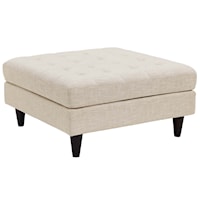 Empress Contemporary Upholstered Large Tufted Ottoman - Beige