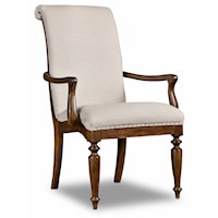 Traditional Upholstered Arm Chair with Turned Legs
